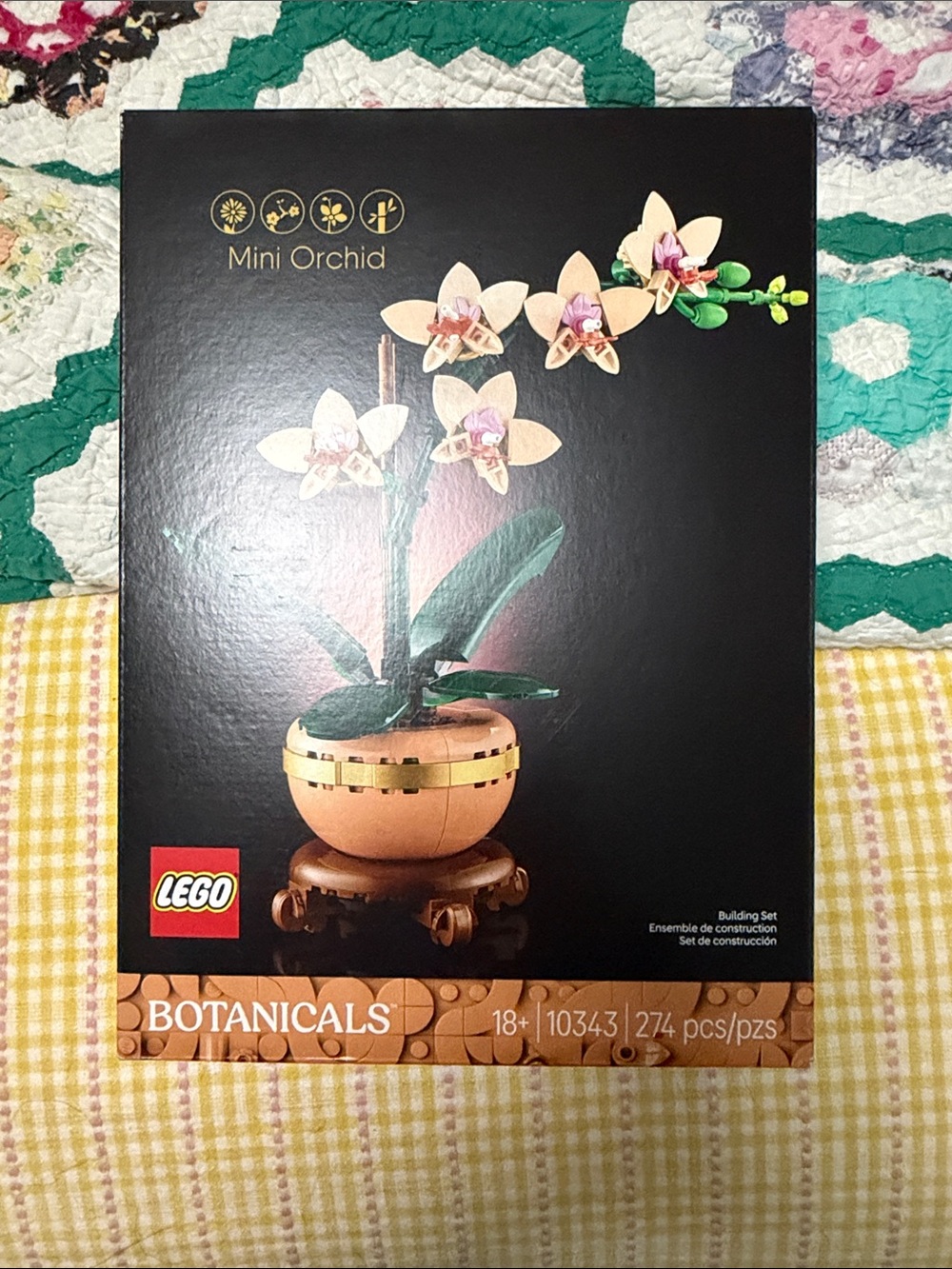 LEGO Pink Orchid with Green Leaves and Tan Pot